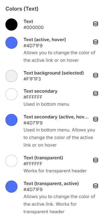 header colors text